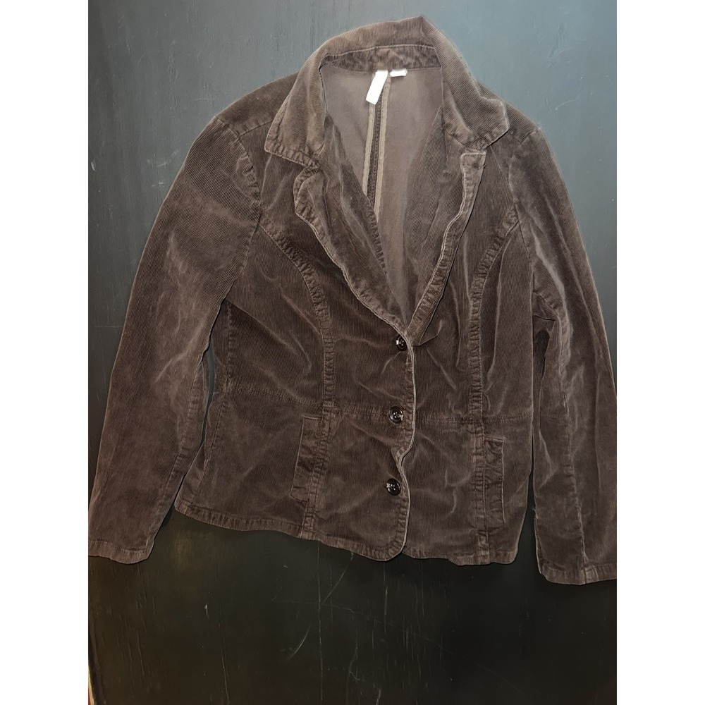 St. John's Bay Women Large Brown Corduroy Collared 3 Button Long Sleeve‎ Blazer